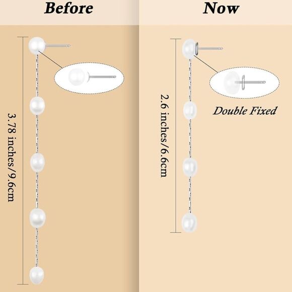 Sterling Silver Pearl Freshwater Pearl Drop Dainty Boho Real Pearl Prom Earrings - Picture 6 of 6